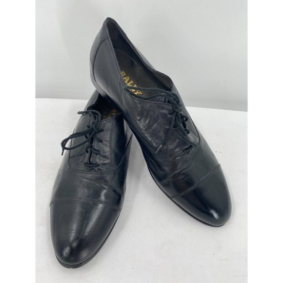 Bally Paloma Black Luxurious Leather Lace Up Oxford Cap Toe Dress Shoes Sz 10 E - Picture 1 of 12